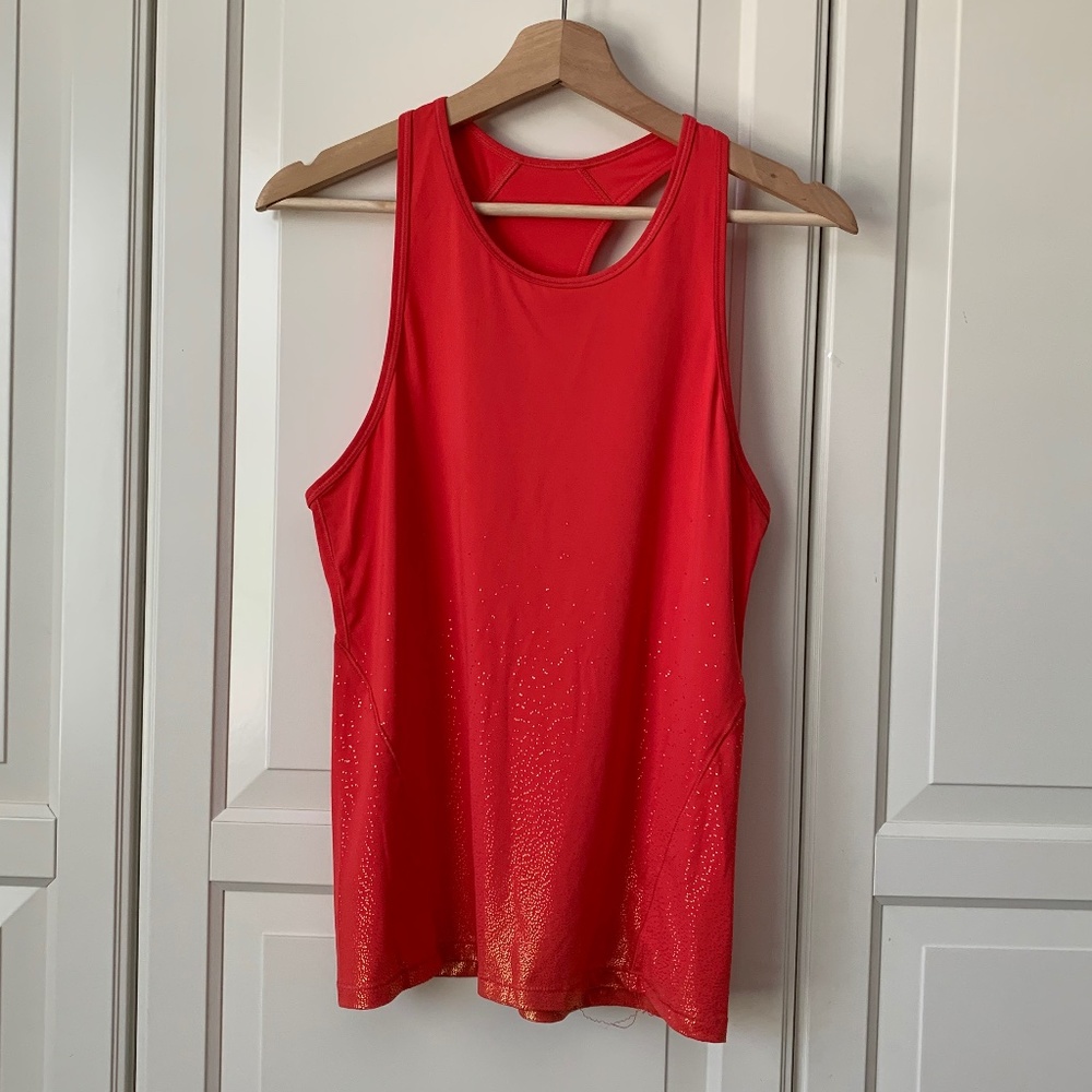 Coral w/Metallic Gold print Women's Racer Back Athletic Top